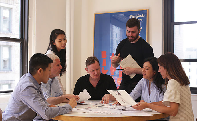 The office looking at printouts